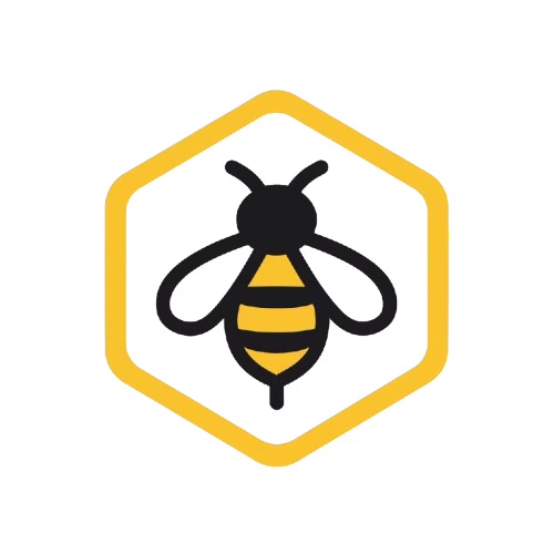 Bee and honeycomb logo. Sell Your Honey brand teaching how to sell honey, increase honey sales, and build a profitable beekeeping business